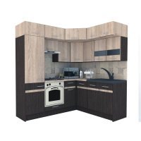 Bucatarie de Colt BIG GENA NEW ST. 180-210, Wenge / Stejar Sonoma A